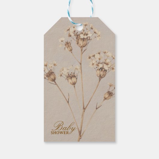 Boho Dried Flower Baby Shower Invitation Geschenkanhänger (Rückseite)
