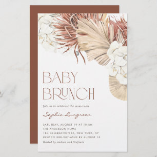 Boho Dried Palm and Orchids Baby Brunch Einladung