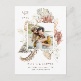 Boho Dried Palm and Orchids Foto Save the Date Ankündigungspostkarte