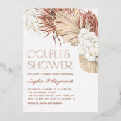 Boho Dried Palm Blätter and Orchids Couples Dusche Folieneinladung (Vorderseite)