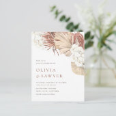 Boho Dried Palm Blätter and Orchids QR Code Weddin Einladungspostkarte (Stehend Vorderseite)
