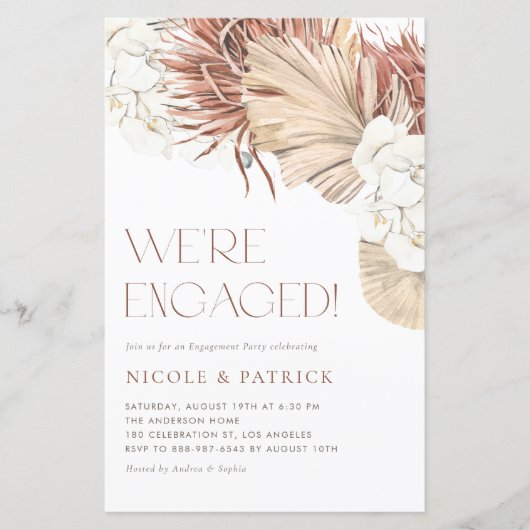 Boho Dried Palm Blätter Engagement Party Einladung (Vorderseite)
