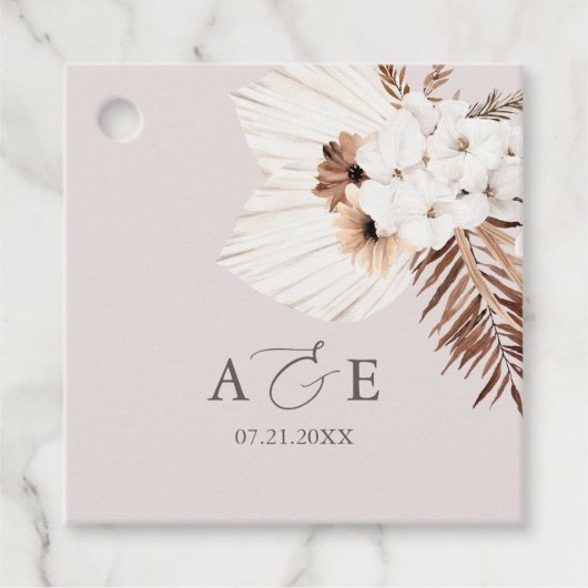 Boho Dried Palm Blätter Hochzeit Geschenkanhänger (Vorderseite)