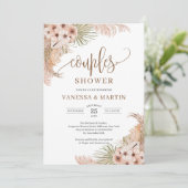 Boho Dried Palm Blätter Pampas Grass Couples Dusch Einladung (Stehend Vorderseite)