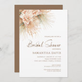 Boho Dried Palm Blätter Peach Floral Brautparty Einladung (Vorne/Hinten)