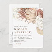 Boho Dried Palm Blätter und Orchideen Hochzeit Einladungspostkarte (Vorne/Hinten)