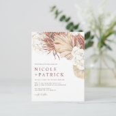 Boho Dried Palm Blätter und Orchideen Hochzeit Einladungspostkarte (Stehend Vorderseite)