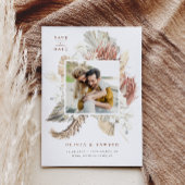 Boho Dried Palm Blätter und White Orchids Foto Save The Date