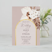 Boho Dried Palm Blätter Wedding Foil Einladung (Stehend vorne)