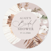 Boho Dried Palm Blätter Wedding Square Sticker (Vorderseite)