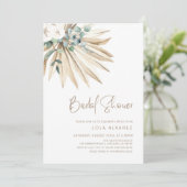 Boho Dried Palm Leaf Bouquet Brautparty Einladung (Stehend Vorderseite)