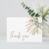 Boho Dried Palm Leaf Bouquet Danke Karte (Stehend Vorderseite)