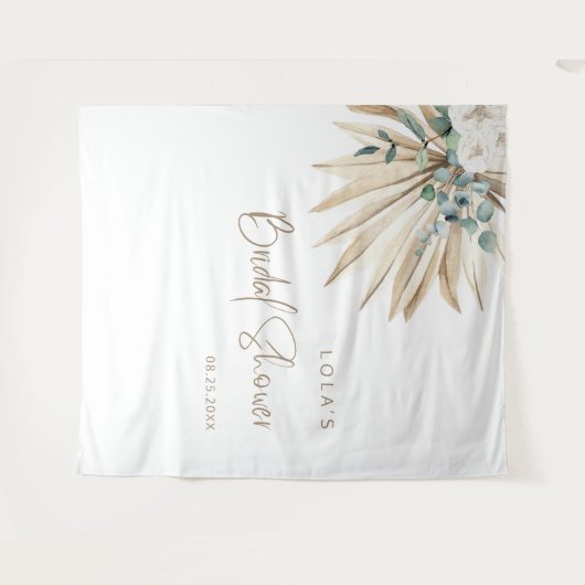 Boho Dried Palm Leaf Bouquet Wandteppich (Vorderseite (Horizontal))