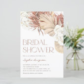 Boho Dried Palm & Orchid Bridal Dusche Einladung (Stehend Vorderseite)