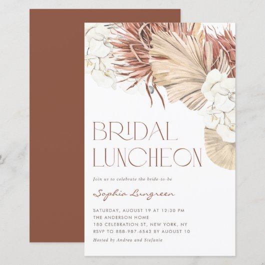 Boho Dried Palm Orchid Bridal Luncheon Einladung (Vorne/Hinten)