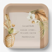 Boho Dried Palm Rust Floral Arch Hochzeit Danke Pappteller (Vorderseite)