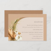Boho Dried Palm Rust Floral Arch Hochzeitsempfang Begleitkarte (Vorne/Hinten)