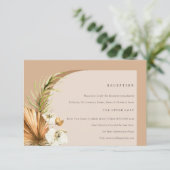 Boho Dried Palm Rust Floral Arch Hochzeitsempfang Begleitkarte (Stehend Vorderseite)