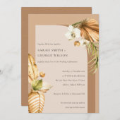 Boho Dried Palm Rust Floral Arch Wedite Einladung (Vorne/Hinten)