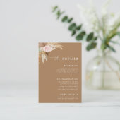 Boho Dried Pampas Grass Wüste Hochzeit Details Begleitkarte (Stehend Vorderseite)