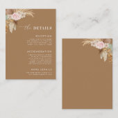 Boho Dried Pampas Grass Wüste Hochzeit Details Begleitkarte (Vorne/Hinten)