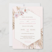 Boho Dried Tropical Palm Blätter Pampas Wedding Einladung (Vorderseite)