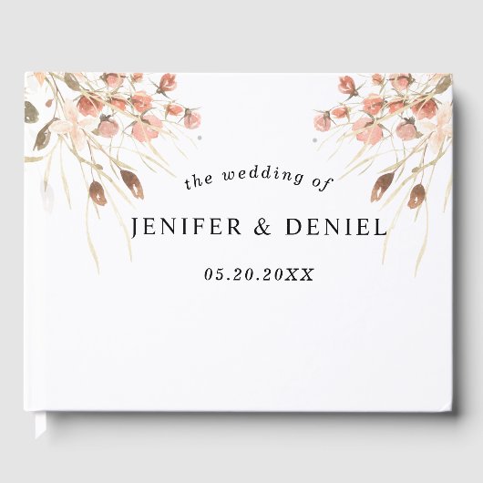 Boho Dried Watercolor Floral Wedding Gästebuch (Vorderseite)