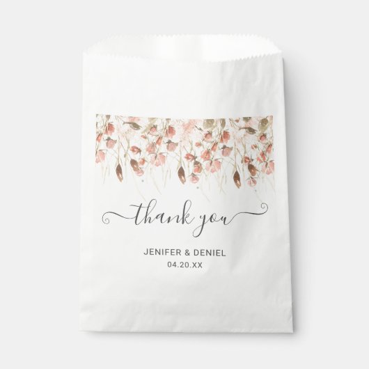 Boho Dried Watercolor Floral Wedding Geschenktütchen (Vorderseite)