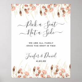 Boho Dried Watercolor Floral Wedding Poster