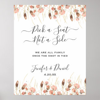 Boho Dried Watercolor Floral Wedding Poster
