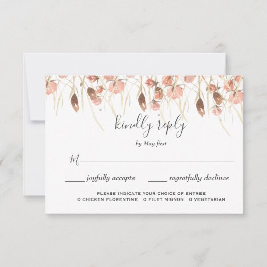 Boho Dried Watercolor Floral Wedding RSVP Karte (Vorderseite)
