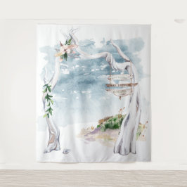 Boho Driftwood Arch Background Wandteppich