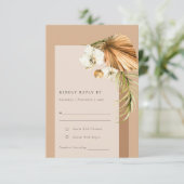Boho Drill Palm Rust Floral Arch Wedding RSVP Begleitkarte (Stehend Vorderseite)