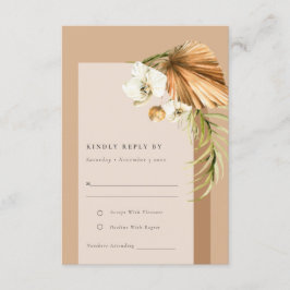 Boho Drill Palm Rust Floral Arch Wedding RSVP Begleitkarte