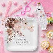 Boho Driust Roust Blush Fern Orchid Wedding Danke Pappteller (Party)