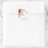 Boho Driust Roust Blush Fern Orchid Wedding Danke Quadratischer Aufkleber (Tasche)