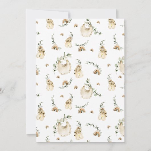 Boho Drive by Eucalyptus Green Neutral Baby Shower Einladung (Rückseite)