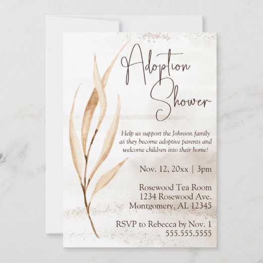 Boho Driven Florals Adoptive Baby/Child Dusche Einladung (Vorderseite)