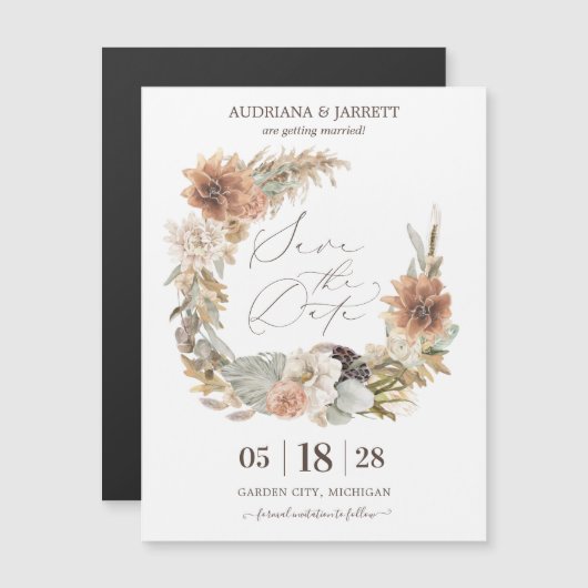 Boho Driving Floral Pampas Grass Herbst Magnet (Vorne/Hinten)