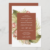 Boho Driving floral Watercolor Terracotta Wedding Einladung (Vorne/Hinten)