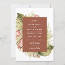 Boho Driving floral Watercolor Terracotta Wedding