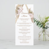 Boho Driving Palm Leaf Pampas Grass Gold Arch Dinn Menükarte (Stehend Vorderseite)
