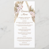 Boho Driving Palm Leaf Pampas Grass Gold Arch Dinn Menükarte (Vorderseite)