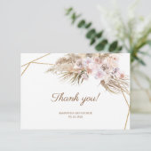 Boho Driving Palm Pampas Grass Dusty Pink Orchid Dankeskarte (Stehend Vorderseite)