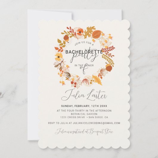 Boho Driving Rustic Floral Fall Junggeselinnen-Abs Einladung (Vorderseite)