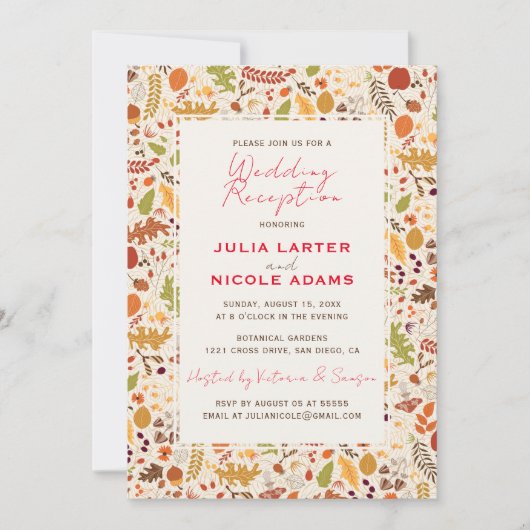 Boho Driving Rustic Herbst Hochzeit im Herbst Empf Einladung (Vorderseite)