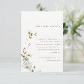 Boho Dry Palm Pampas Grass Floral Wedding Details Begleitkarte (Stehend Vorderseite)