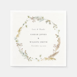 Boho Dry Palm Pampas Grass Floral Wreath Wedding Serviette