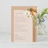 Boho Dry Palm Rust Arch Wedding Menu Card Dankeskarte (Stehend Vorderseite)