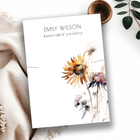 Boho Dry Wildblume Wasserfarben-Netzklammer-Displa Visitenkarte